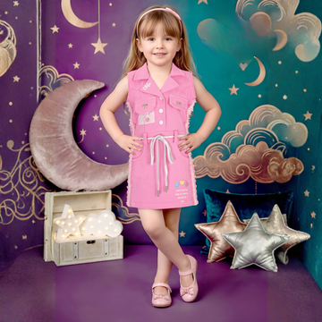 Stylish Pink Sleeveless Frock For Girls