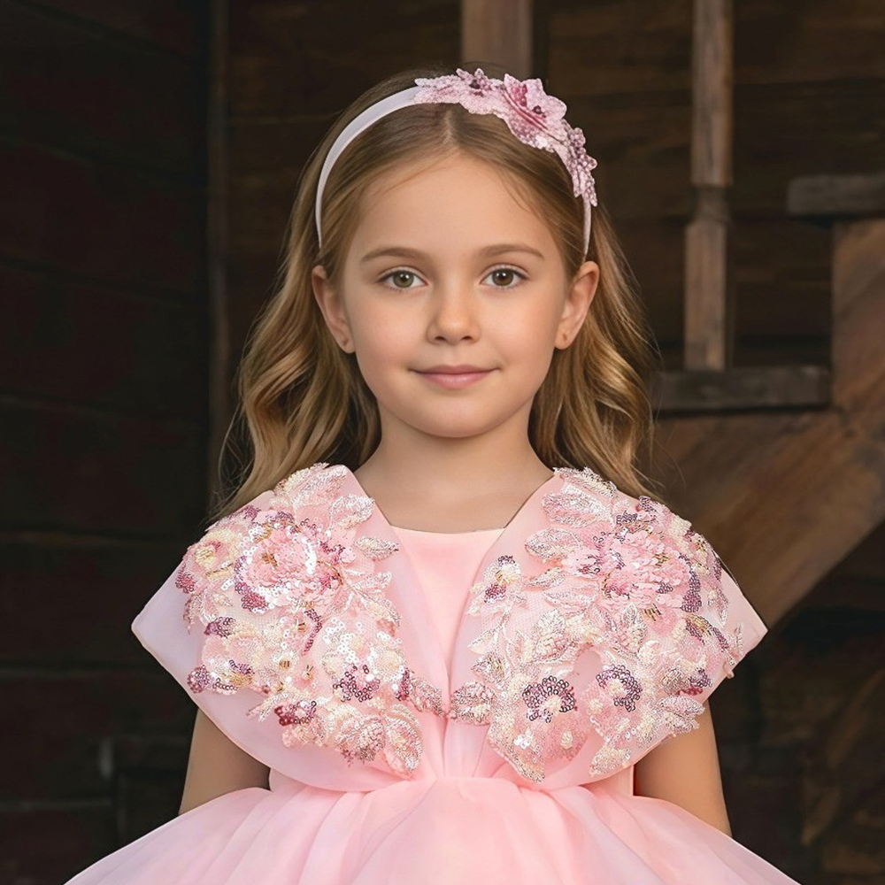 “Stylish Kids Pink Party Wear Frock