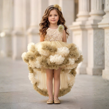 Stylish Kids Fawn Party Wear Frock