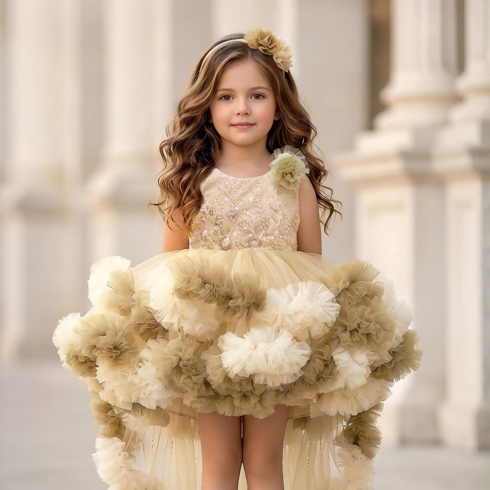 Stylish Kids Fawn Party Wear Frock