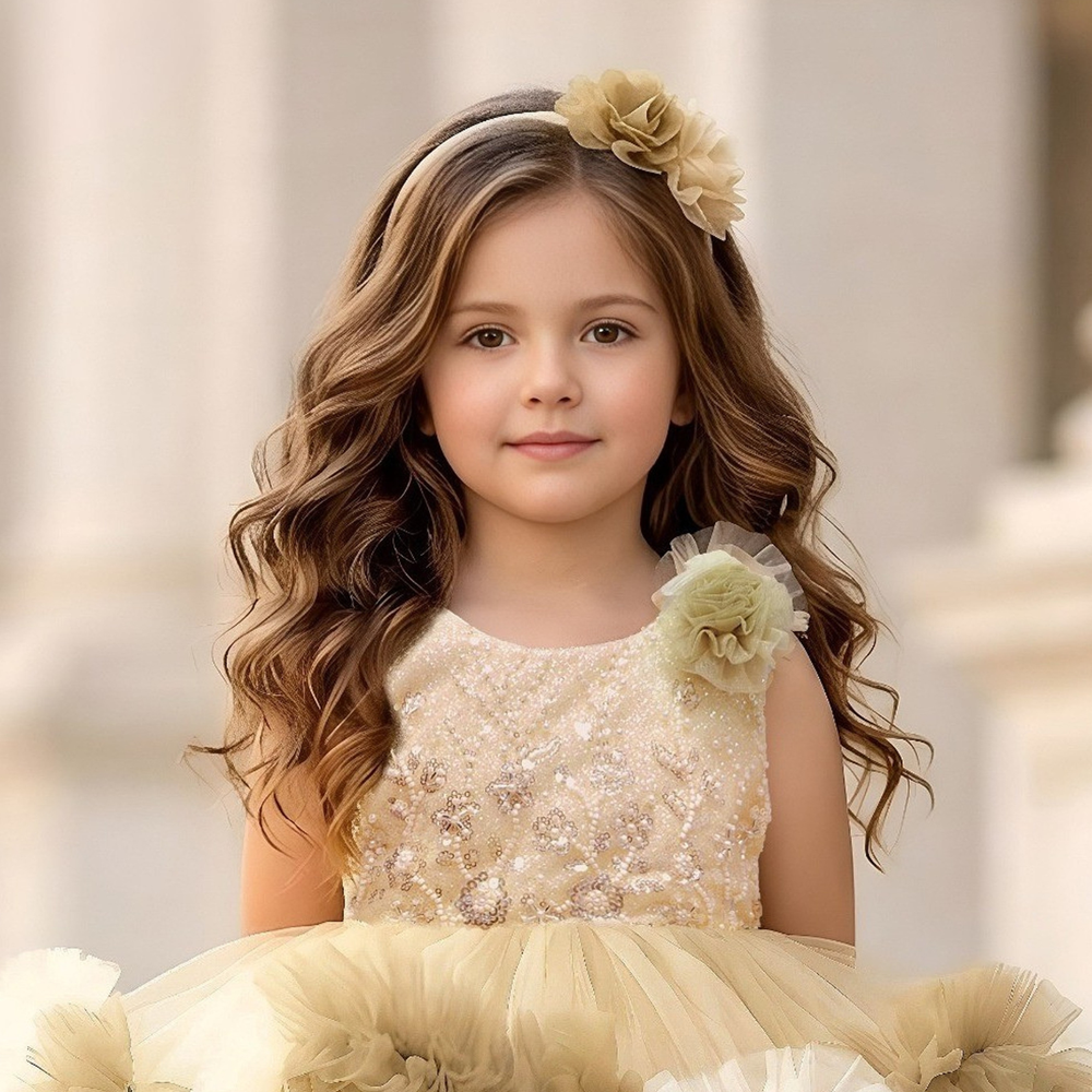 Stylish Kids Fawn Party Wear Frock