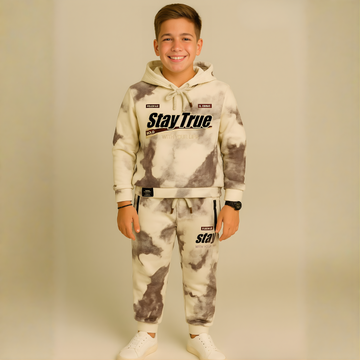 Boys Brown Stylish Printed Cord Set