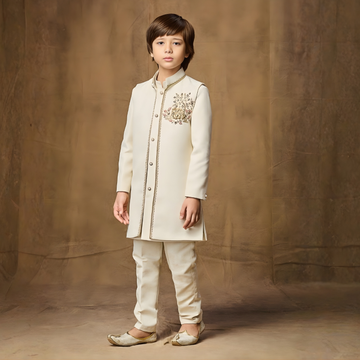 Classic Ethnic Indo-Western Sherwani Style Suit For Boys