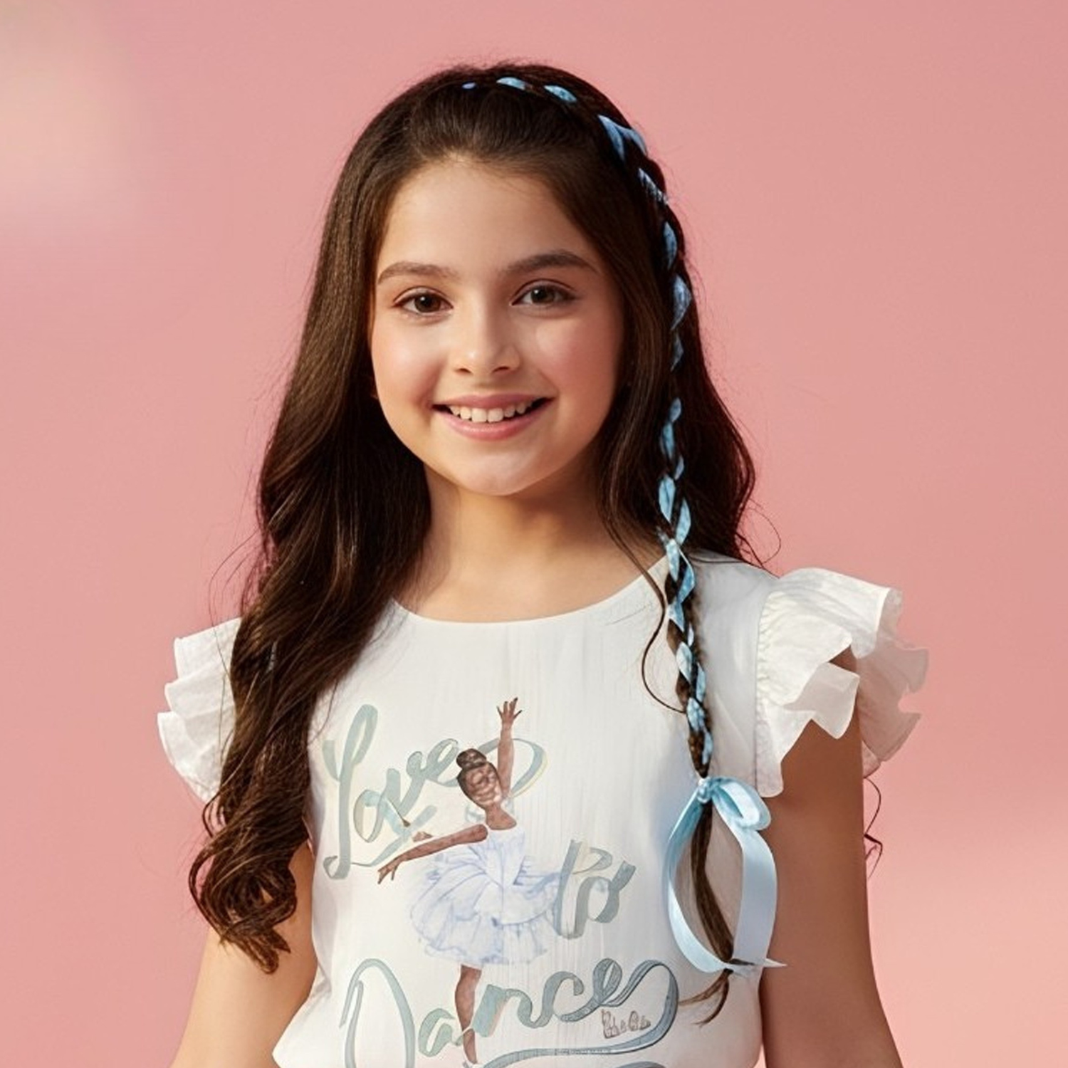 Girls blue printed T-shirt dress full view