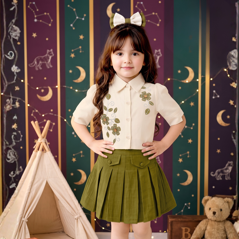 Baby Girls Western Stylish Top & Skirt Set