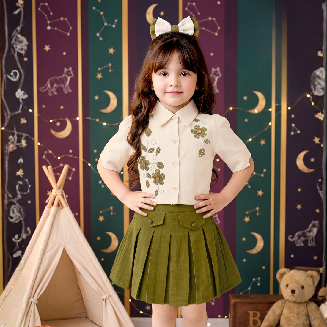 Baby Girls Western Stylish Top & Skirt Set