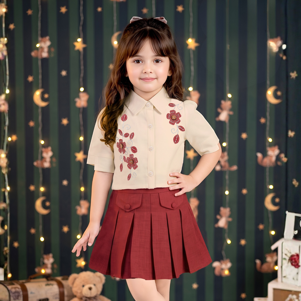 Baby Girls Western Stylish Top & Skirt Set