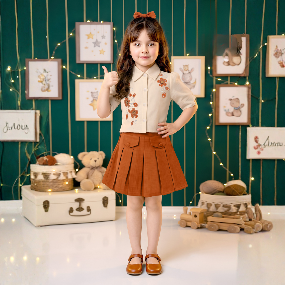 Baby Girls Western Stylish Top & Skirt Set