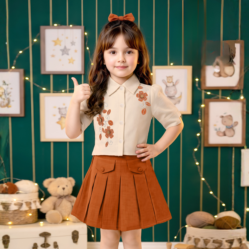 Baby Girls Western Stylish Top & Skirt Set