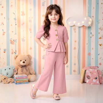 Trendy Girls Pink Co Ord Set
