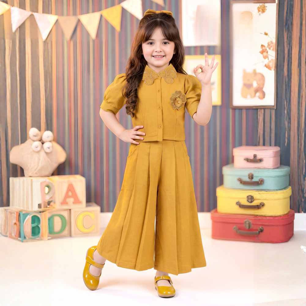 Girls Floral Top with Palazzo Pant Co-Ord Set