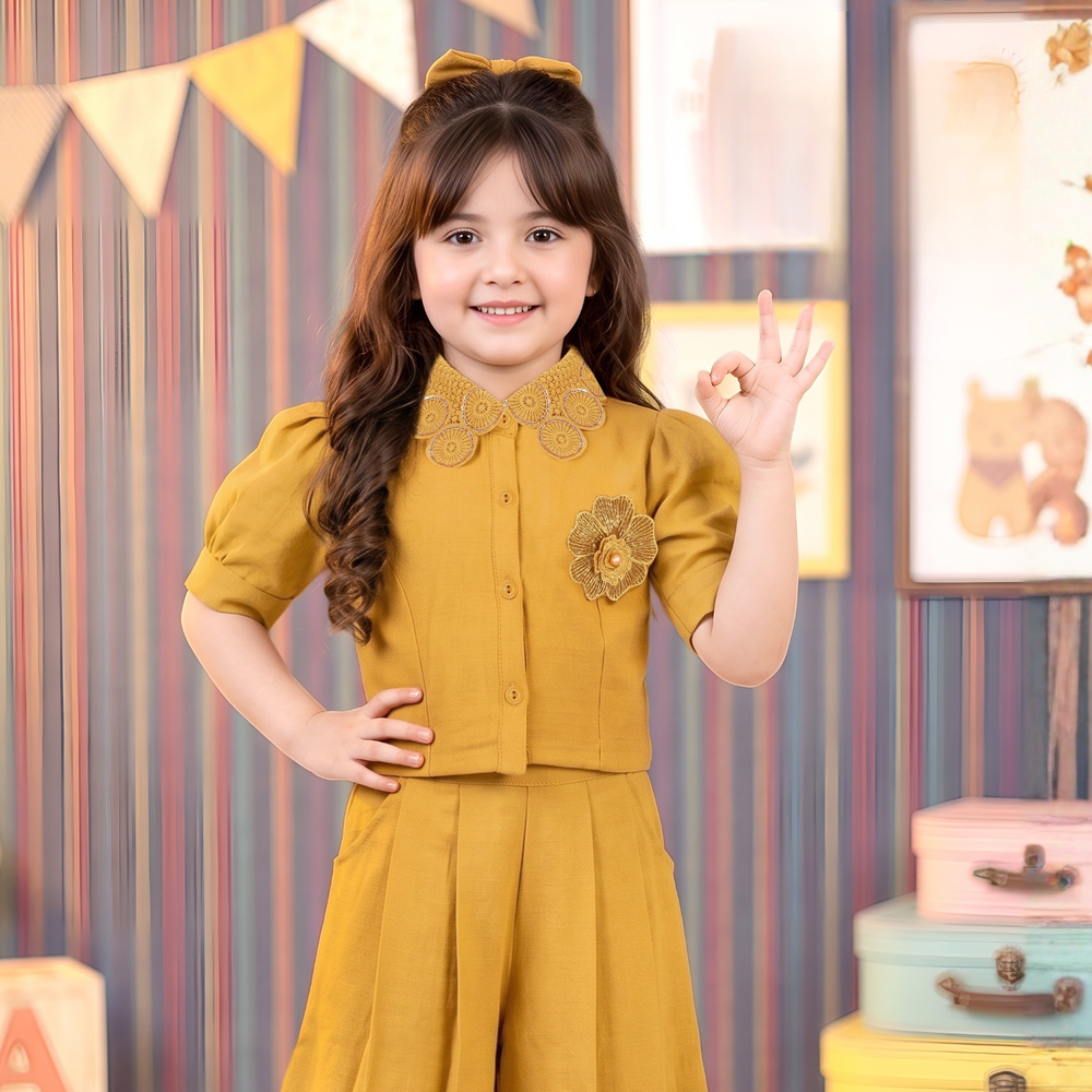 Girls Floral Top with Palazzo Pant Co-Ord Set