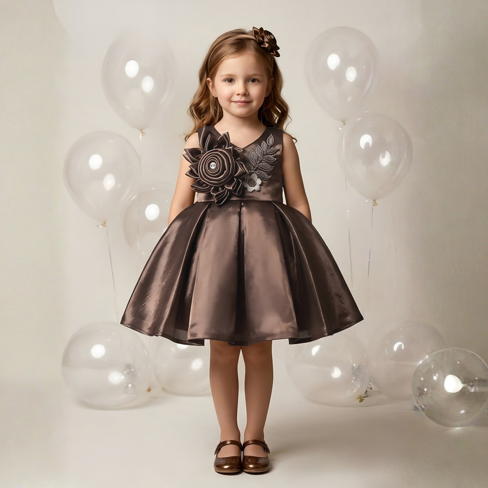 Stylish Kids Coffee Party Wear Frock