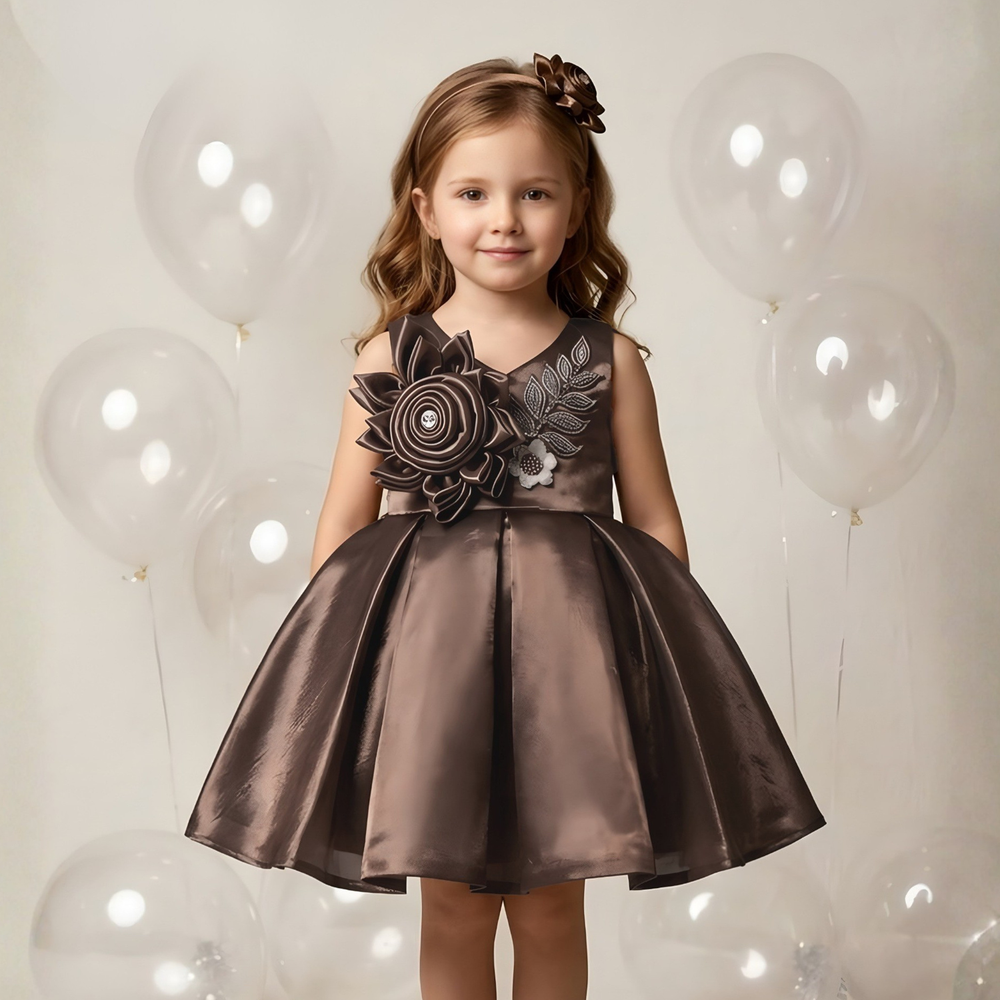 Stylish Kids Coffee Party Wear Frock