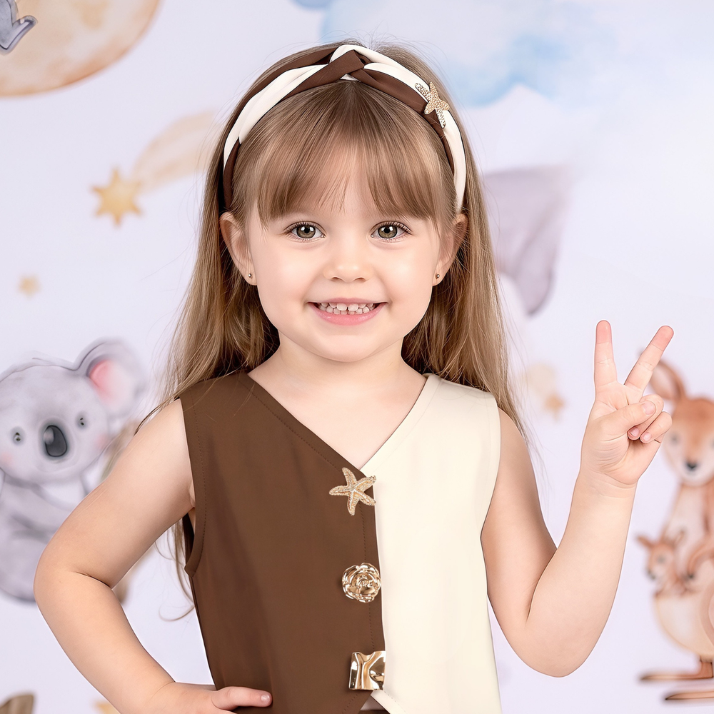 Girls Imported Brown Waist Coat Co-ord Set