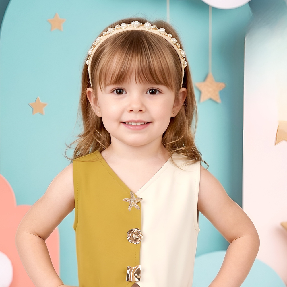 Girls Imported Mustard Waist Coat Co-ord Set