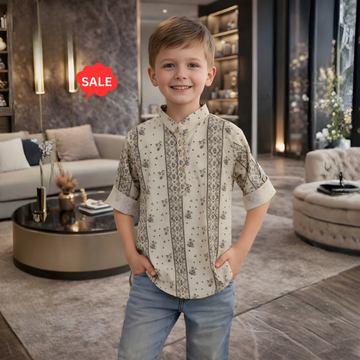 Kids Chinese Collar Cotton Shirt (Extra 10% OFF @ Checkout)