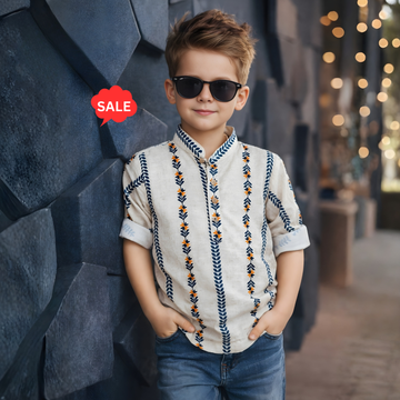 Boys Chinese Collar Cotton Shirt (Extra 10% OFF @ Checkout)