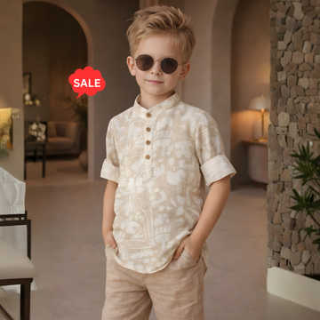 Boys Chinese Collar Cotton Shirt (Extra 10% OFF @ Checkout)