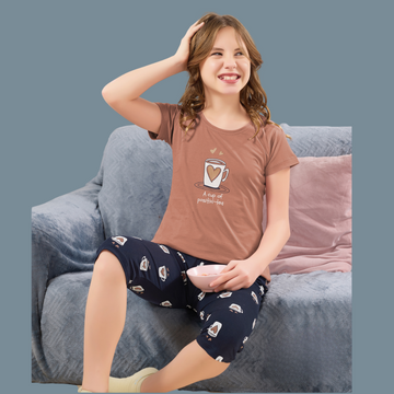 Girls Brown Night Suit