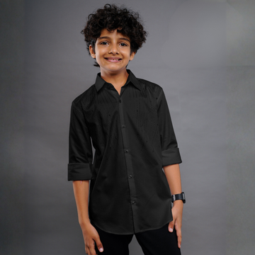 Stylish Black Slim Fit Shirt For Boys Party & Casual Wear