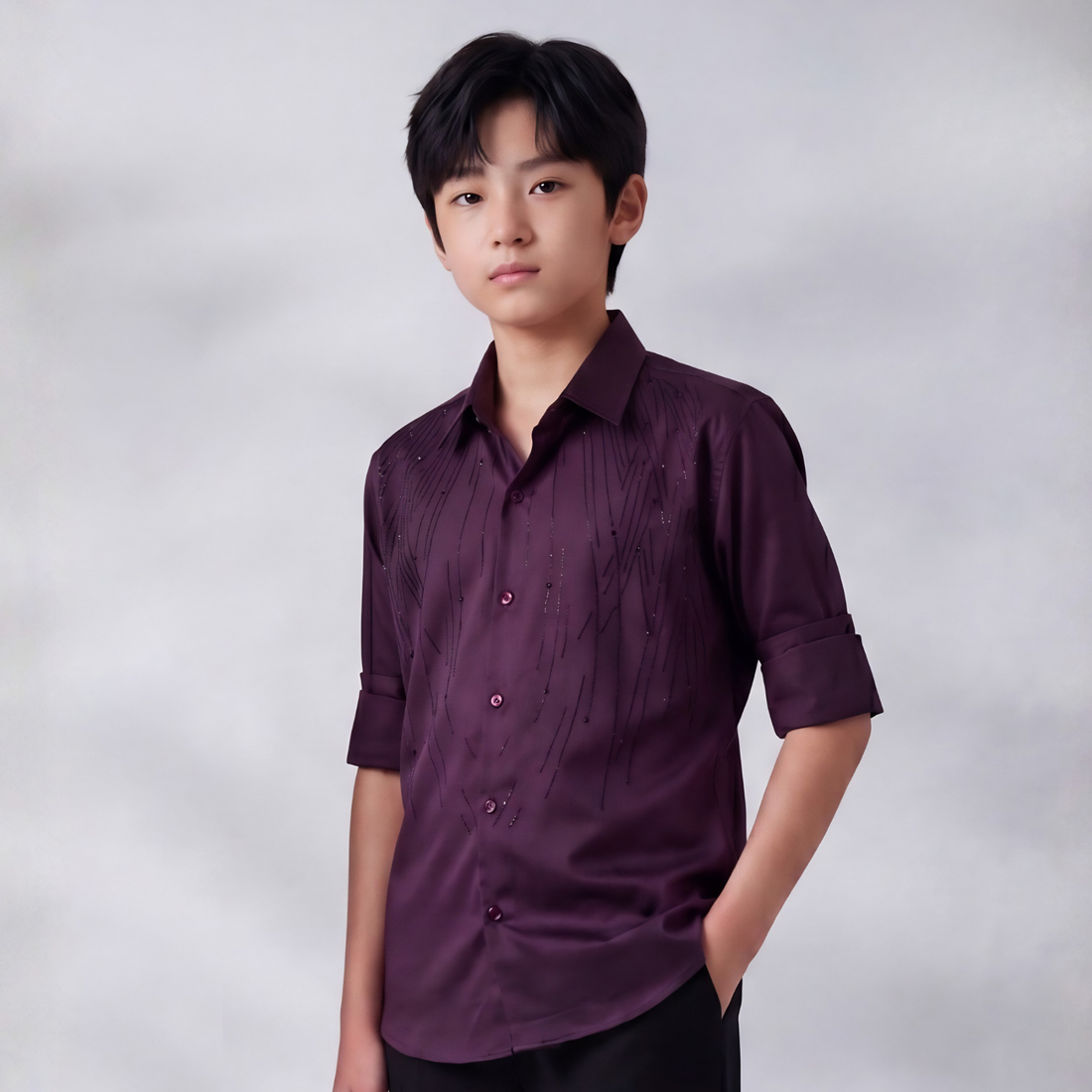 Trendy Boys Satin Party Wear Shirt