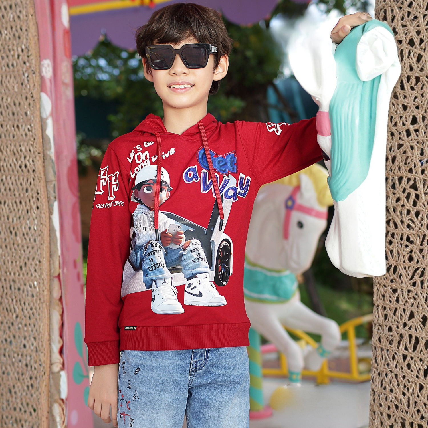 Stylish Full-Sleeves Hoodie T-shirt For boys