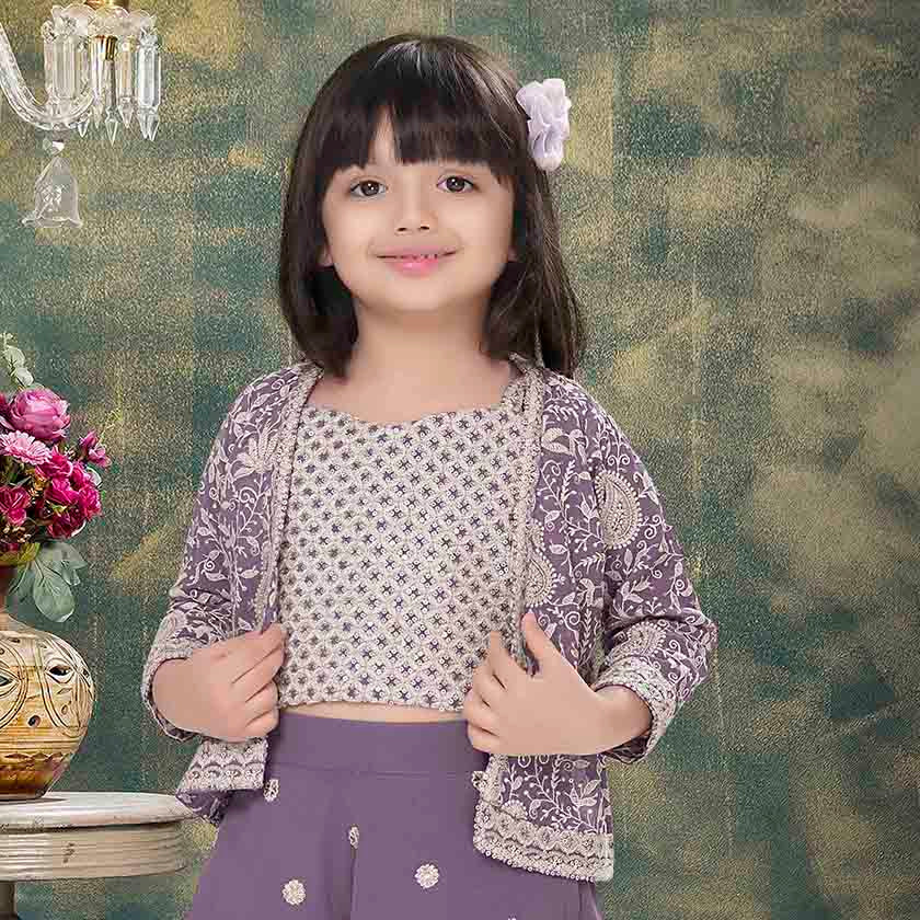 Girls Purple  Plazo Set