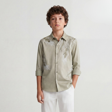 Boys Stylish Printed Leaf Design Party Shirt