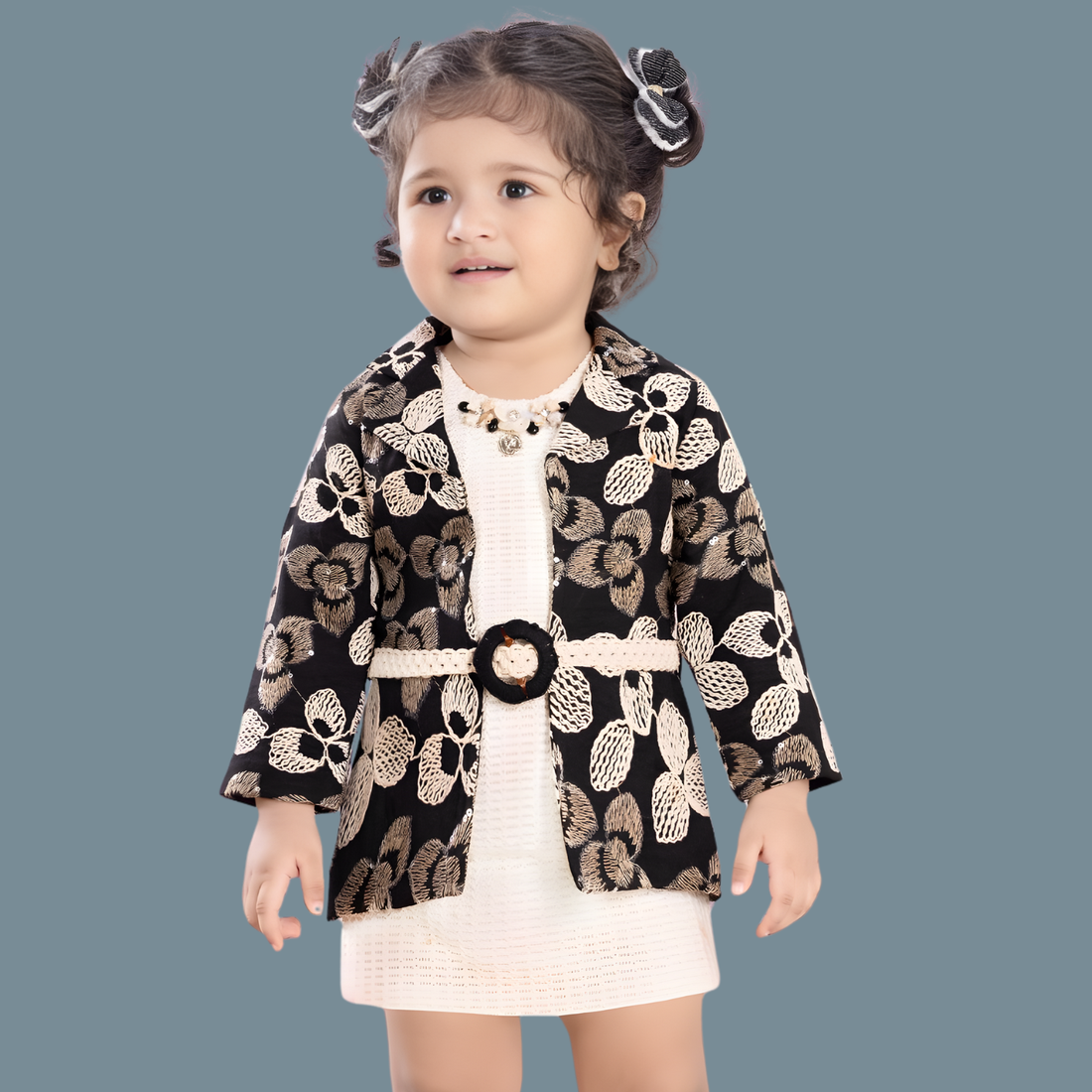 Party Wear Stylish Black Printed Frock