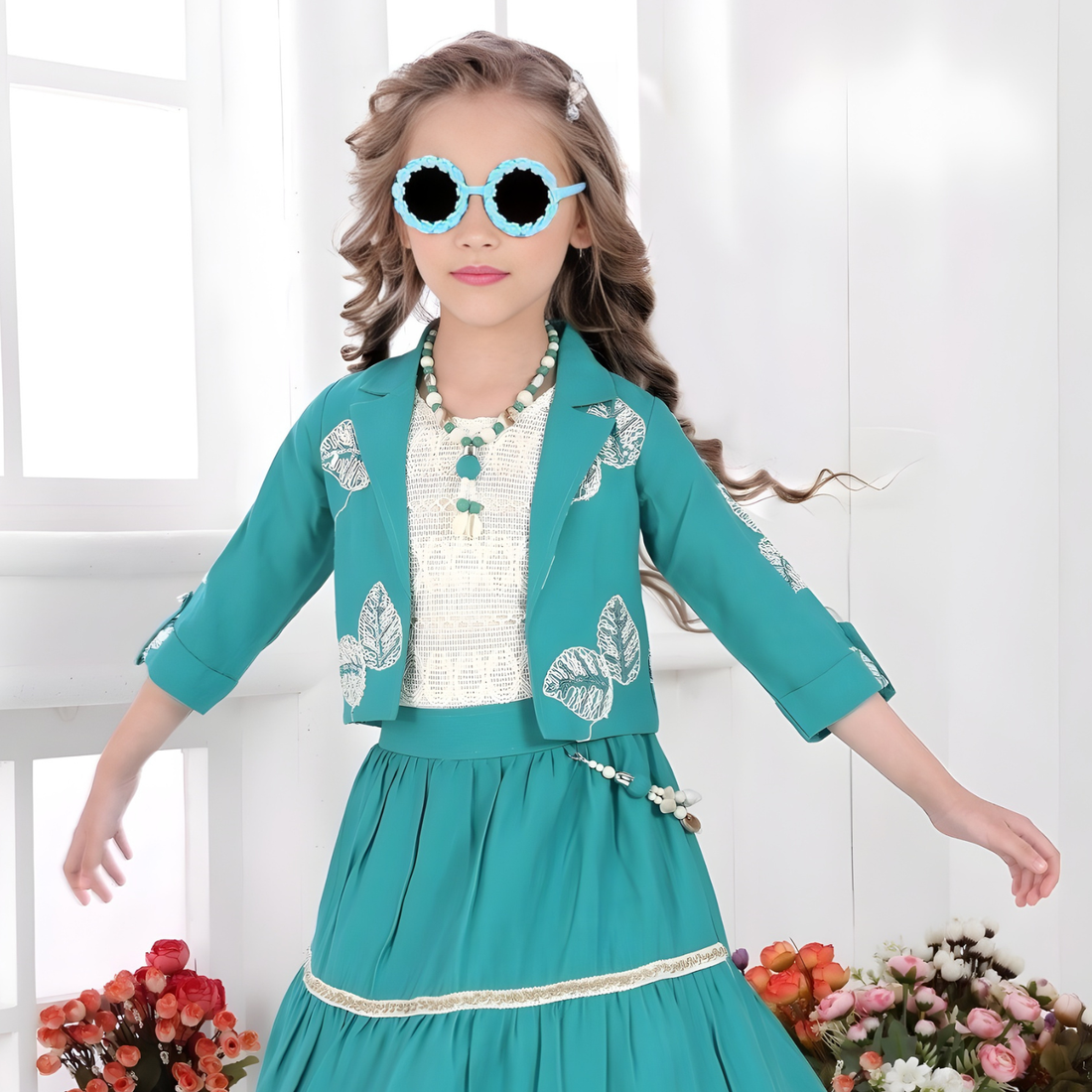 Girls Long Skirt Top With Jacket (Extra 10% OFF @ Checkout)