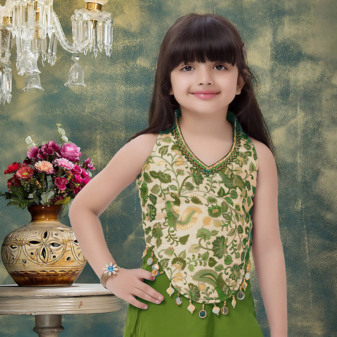 Kids Readymade Embroidered Palazzo Suit