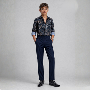 Black Floral Print Full Sleeve Slim Fit Shirt