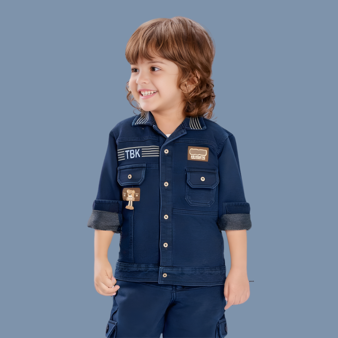 Boys Stylish Denim Cargo Full Suit with Jacket