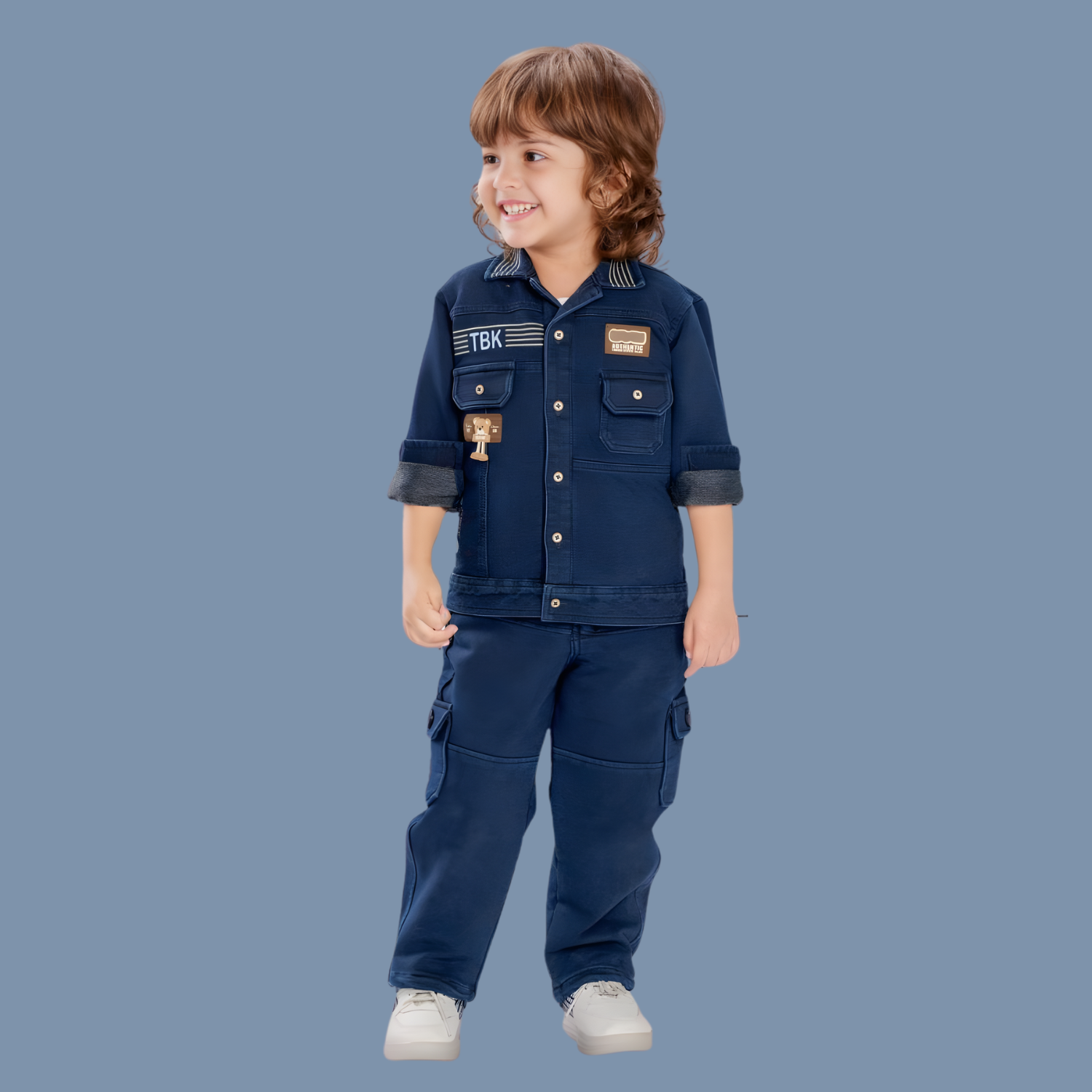 Boys Stylish Denim Cargo Full Suit with Jacket