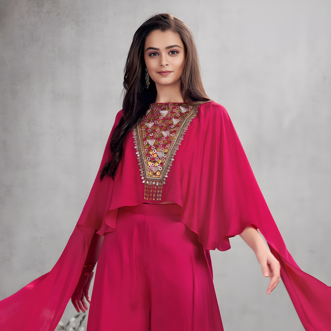 Rani Threadwork Art Silk Readymade Salwar Suit