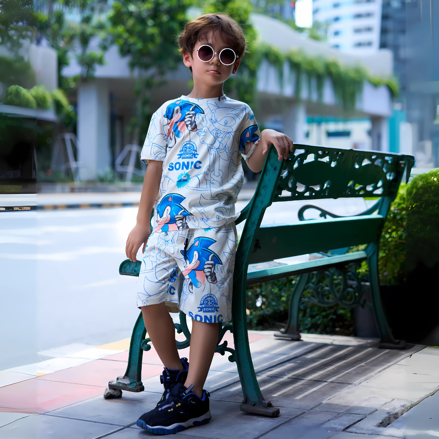 Printed Boys Blue Short Set