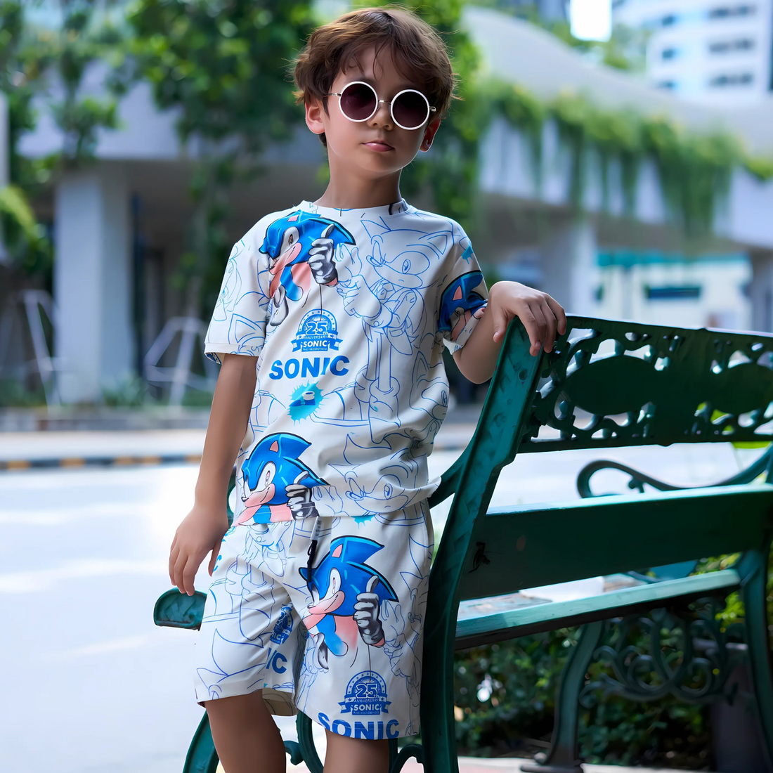 Printed Boys Blue Short Set