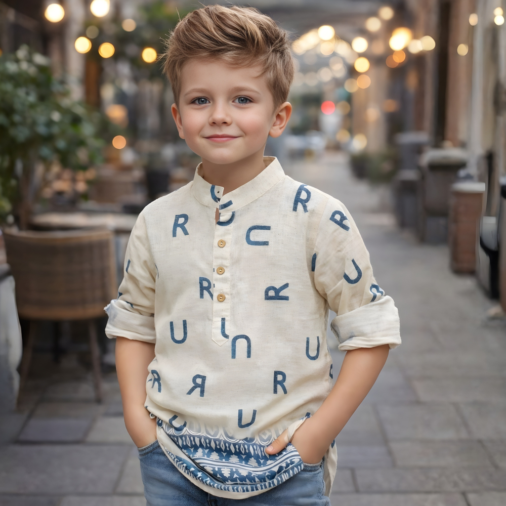Boys Chinese Collar Cotton Shirt