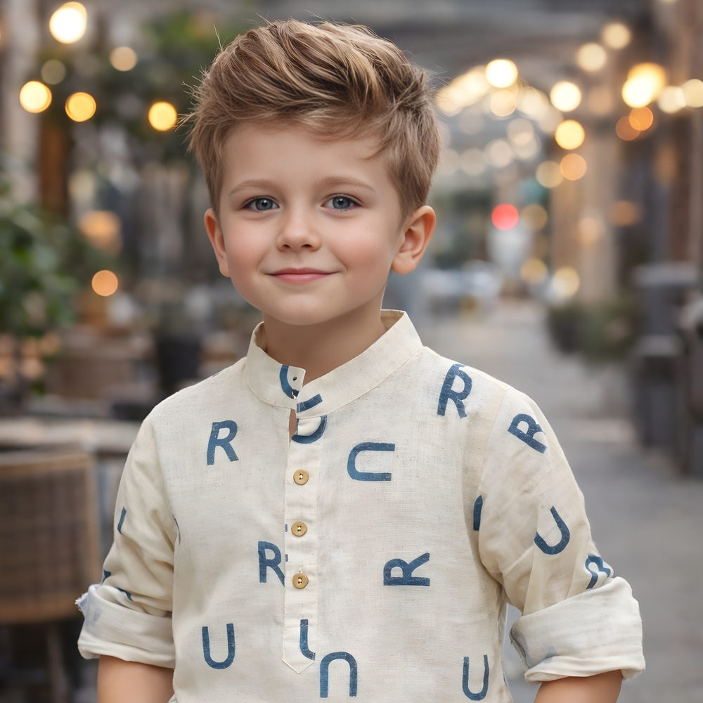 Boys Chinese Collar Cotton Shirt
