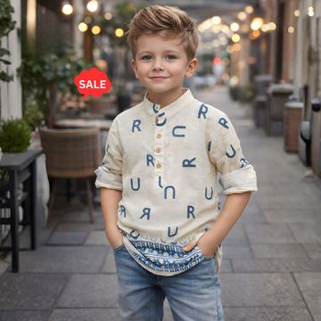 Boys Chinese Collar Cotton Shirt (Extra 10% OFF @ Checkout)