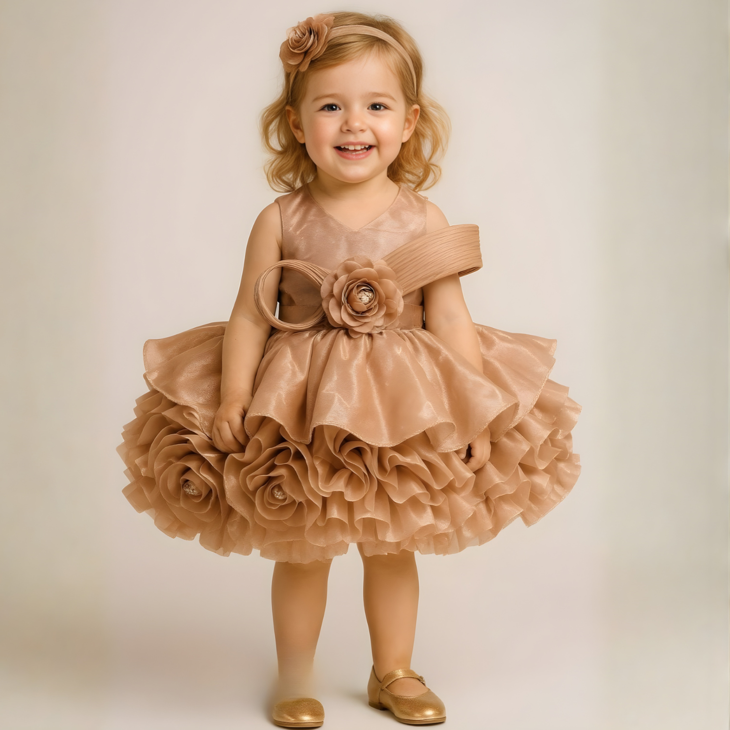Stylish Brown Party Wear Girls Frock