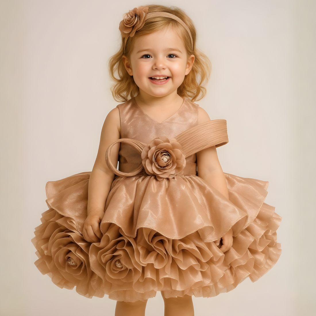 Stylish Brown Party Wear Girls Frock