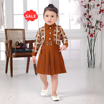 Rust Trendy Girls Party Frock  (Extra 10% OFF @ Checkout)