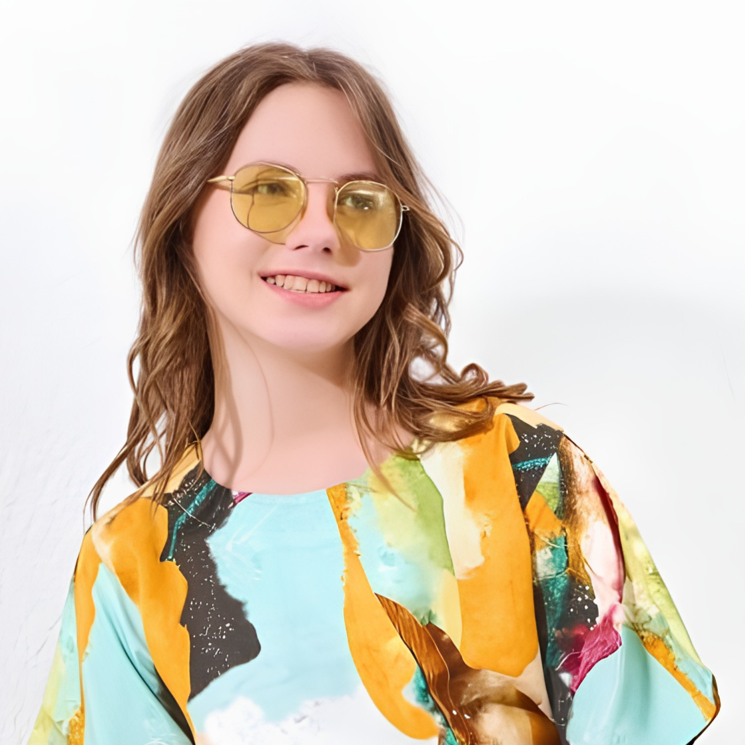 Girls green abstract printed co-ord set detail