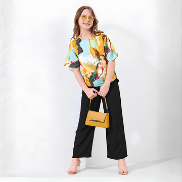 Girls green abstract printed co-ord set