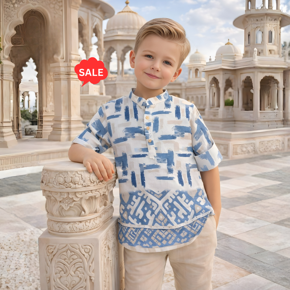 Boys Chinese Collar Cotton Shirt