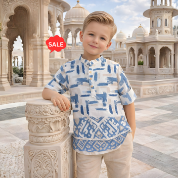Boys Chinese Collar Cotton Shirt (Extra 10% OFF @ Checkout)