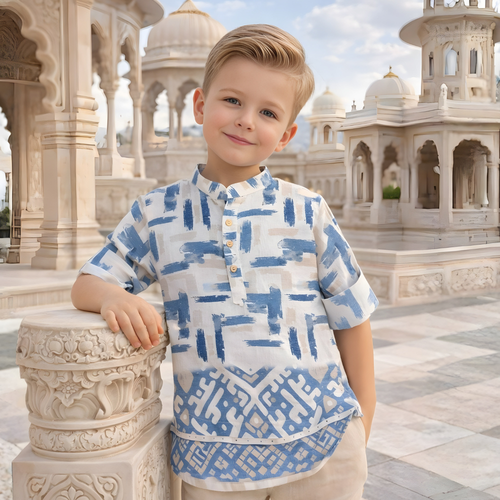 Boys Chinese Collar Cotton Shirt
