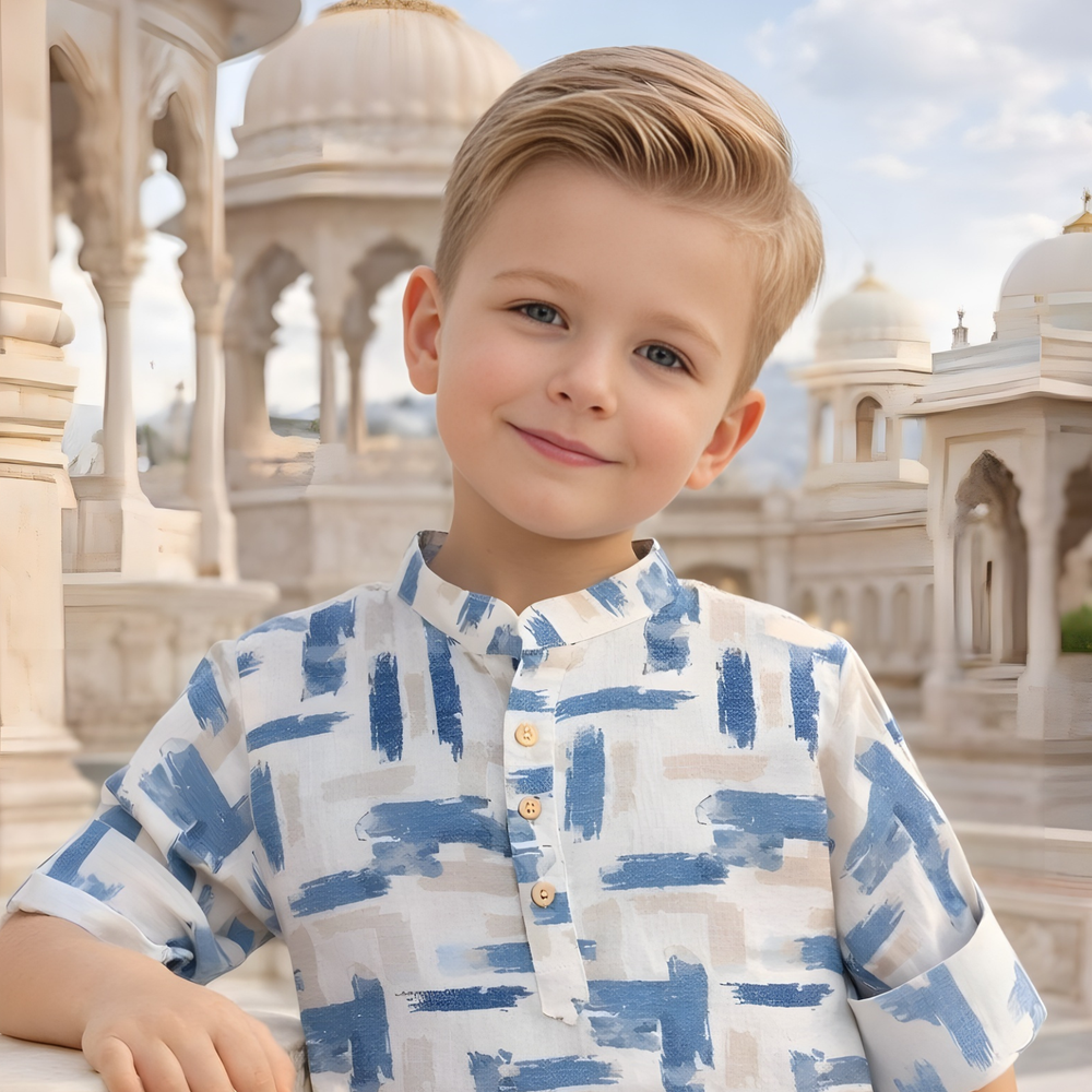 Boys Chinese Collar Cotton Shirt
